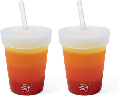 Silipint 8oz Silicone Tumbler with Straw and Lid – Unbreakable, BPA Free, Non-Toxic, Dishwasher, Microwave, Freezer Safe Tumbler Cup – Drinkware for Juice, Smoothies, Coffee (Cool Berry Crush)