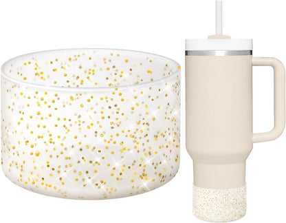 WUQID Protective Bling Silicone Boot Sleeve, Compatible with Stanley Tumbler 20-40oz & Hydro Flask Bottle 12oz-24oz, Glitter Reduces Dents Sleeve Cover for More Bottles/Tumblers Bottom of 2.83-2.95in