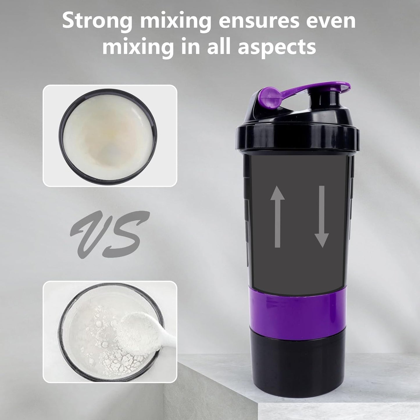 XTK Shaker Bottle 16OZ Protein Shaker Bottles with Mix Ball Sports Water Bottle Leak Proof GYM Cup for Protein Mixes with Powder Storage & Pill Organizer, Ideal for Pre Workout,BPA Free(black)