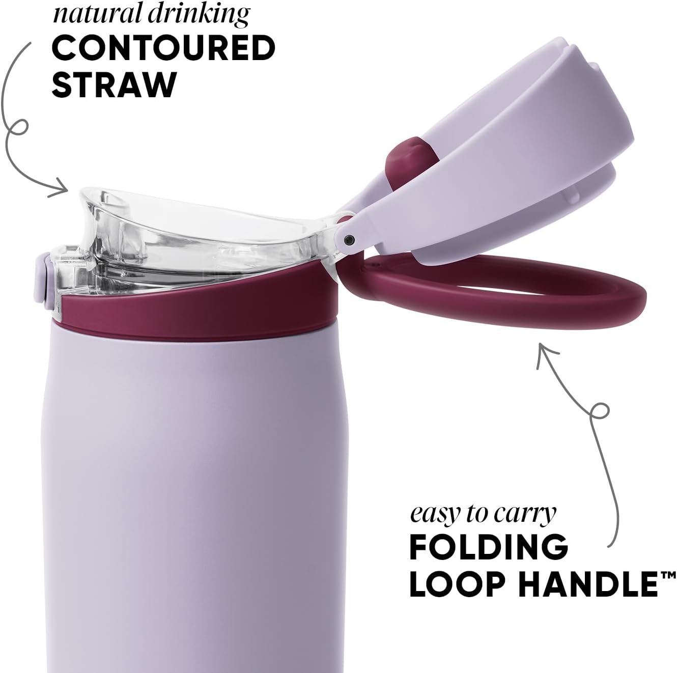 Simple Modern Mesa Loop Water Bottle with Covered Straw and Handle | 24oz Cup Holder Friendly Insulated Stainless Steel Bottles for Travel, Sports and School | Iris Sage - Colors A