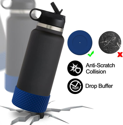 WUQID Water Bottle Boot, Diamond Silicone Boot Compatible with Stanleyy Tumbler 20-40oz & Hydroo Flask Bottle 12oz-24oz, Reduces Dents Sleeve Cover for More Bottles/Tumblers Bottom of 2.83-2.95in