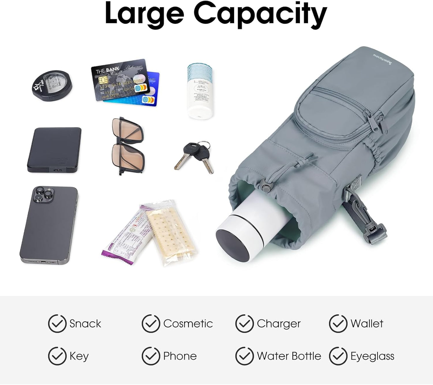 sportsnew Water Bottle Holder 40oz Crossbody Insulated Cup Sleeve Water Bottle Carrier Sling Bag with Phone Pocket, Walking