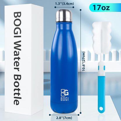 BOGI 17oz Insulated Water Bottle Double Wall Vacuum Stainless Steel Water Bottles, Leak Proof Metal Sports Water Bottle Keeps Drink Hot and Cold - Perfect for Outdoor Sports Camping Biking (Purple)
