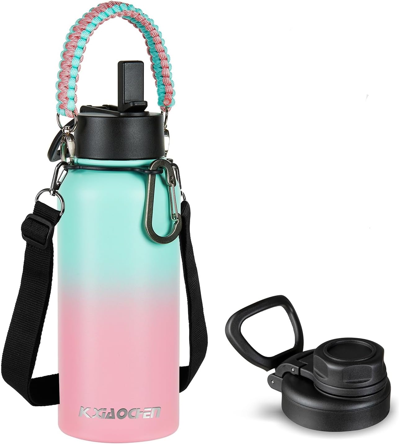 KXIAOCHEN Insulated Water Bottle With Strap, Cold For 48 Hrs Leak Proof, Triple Wall Stainless Steel Sports Water Bottle With Straw And Spout Lid For Gym Hiking Travel