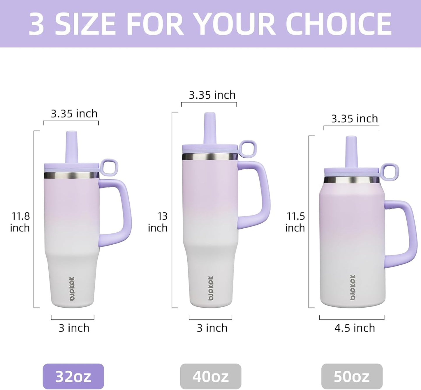 BJPKPK 50oz Insulated Tumbler with Handle Stainless Steel Travel Coffee Mug with Lid Reusable Large Water Bottle with Straw,Sky