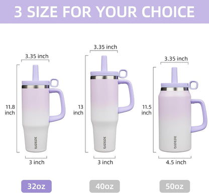 BJPKPK 50oz Insulated Tumbler with Handle Stainless Steel Travel Coffee Mug with Lid Reusable Large Water Bottle with Straw,Sky