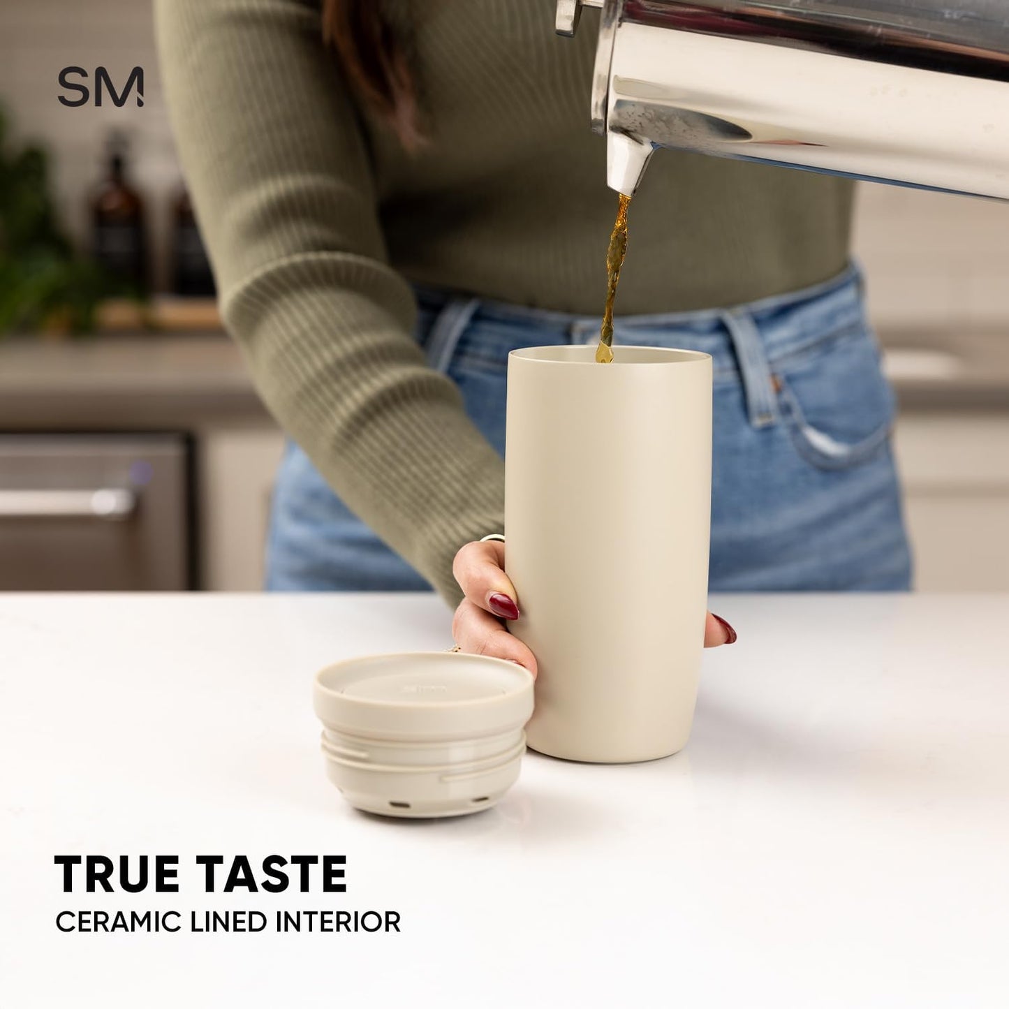 Simple Modern Travel Coffee Mug Tumbler with 360° Lid | Ceramic-Lined Insulated Stainless Steel Cold Brew Iced Coffee Cup | Gifts for Women Men Her Him | Voyager Signature | 16oz | Sea Glass Sage