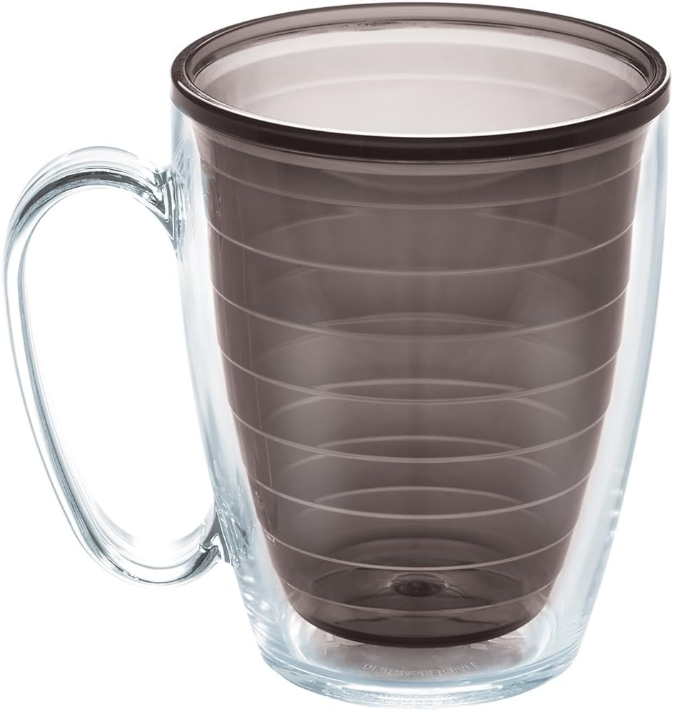 Tervis Clear & Colorful Tabletop Made in USA Double Walled Insulated Tumbler Travel Cup Keeps Drinks Cold & Hot, 16oz Mug, Clear