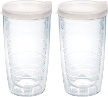 Tervis Clear & Colorful Lidded Made in USA Double Walled Insulated Tumbler Travel Cup Keeps Drinks Cold & Hot, 24oz, Black Lid, 1 Count (Pack of 1)