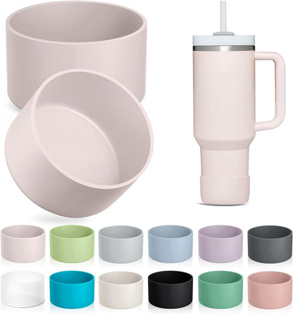 KTKUDY 2-Pack Silicone Boot for Stanley Tumbler 40 30 20 oz & Intended for Hydro Flask 12-24 oz - Cup Boot fit Select Yeti, Simple Modern, Owala Water Bottle - Bottom Cover Accessories Fit Stanley Cup