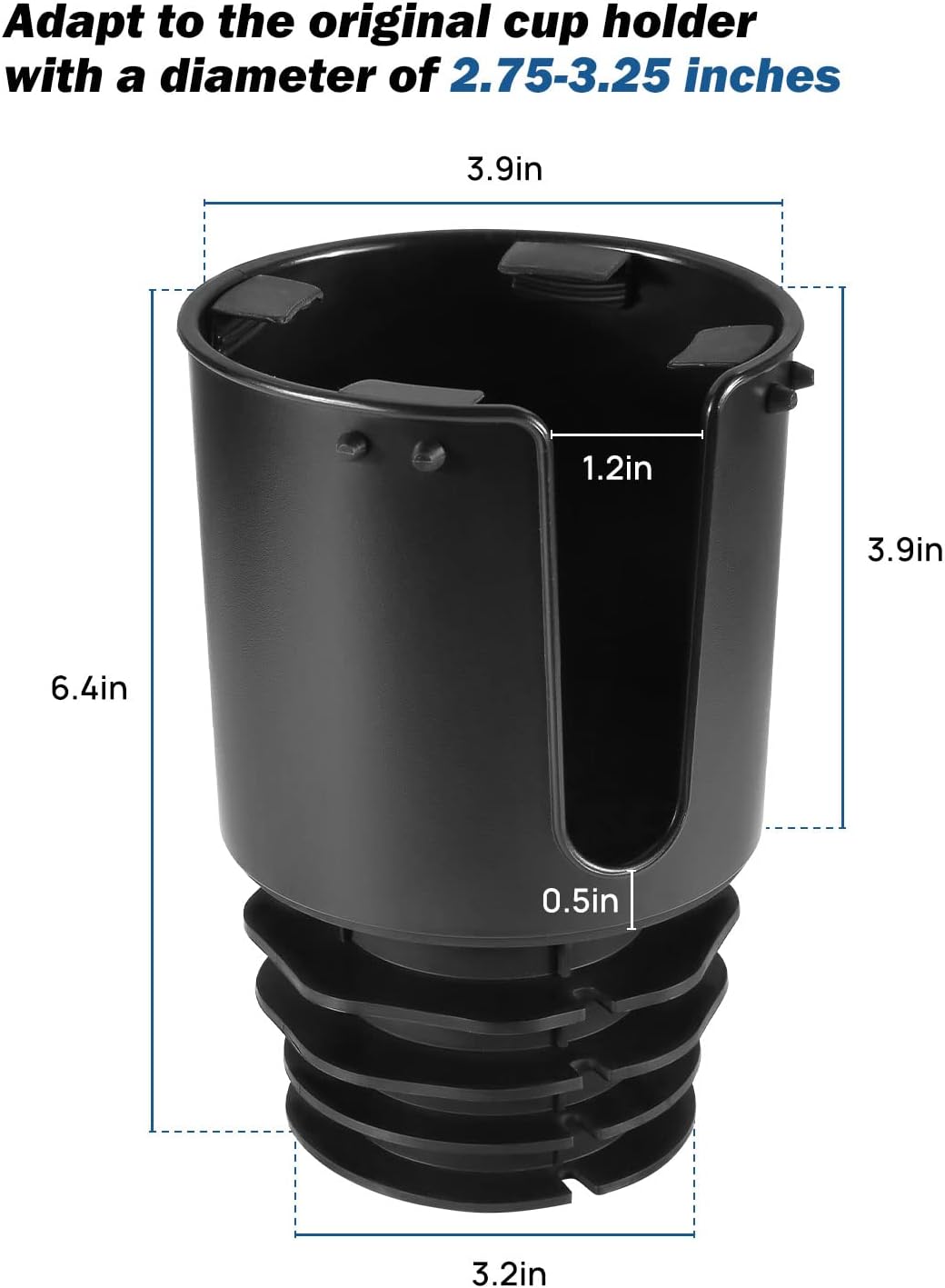 JOYTUTUS Large Stable Cup Holder Expander for YETI, Hydro Flask, Hold 18-40 oz Bottles and Mugs, Car Cup Holder Adapter with Adjustable Rubber Base