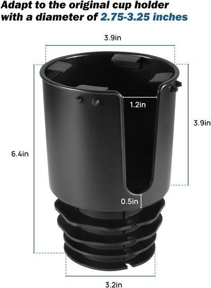 JOYTUTUS Large Stable Cup Holder Expander for YETI, Hydro Flask, Hold 18-40 oz Bottles and Mugs, Car Cup Holder Adapter with Adjustable Rubber Base