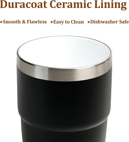 Zenbo 8 oz Stackable Espresso/Coffee Cups with Magnetic Lid, Ceramic-Lined 18/8 Stainless Steel Mini Tumblers, Double-Wall Vacuum Insulated & Dishwasher Safe for Travel & Office (Sage Green-2 Pack)