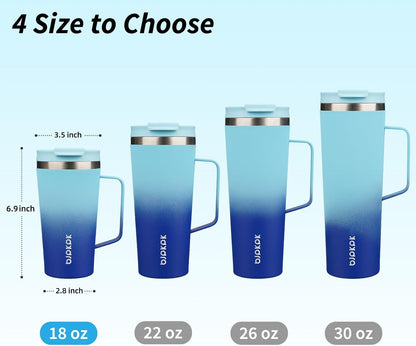 BJPKPK Insulated Tumbler with Handle, 18oz Insulated Tumblers with Lid and Straw, Stainless Steel Metal Water Bottles, Coffee Travel Mugs, Cups, Marshmallow