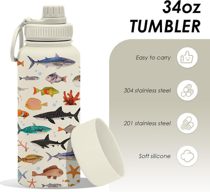 Pickleball 34oz Water Bottle with Spout Lid, Insulated Stainless Steel Travel Cup, Double Wall Vacuum Tumbler for Women Girls Ladies, Birthday Christmas Gift for Pickleball Lovers (1 pc)