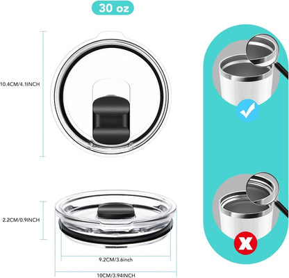 30 oz Tumbler Lid, Replacement Lids Compatible for YETI 30/32 oz Tumbler, 14 oz Mug and 35 oz Straw Mug, 2 Pack Travel Spill Proof Cup Lids Covers with Magnetic Slider Switch, BPA Free