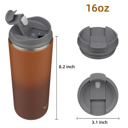 Konokyo Tumbler with Lid, 16 oz Travel Coffee Mug Double Wall Vacuum Stainless Steel Thermal Metal Cup Insulated Water Bottle,Navy Blue