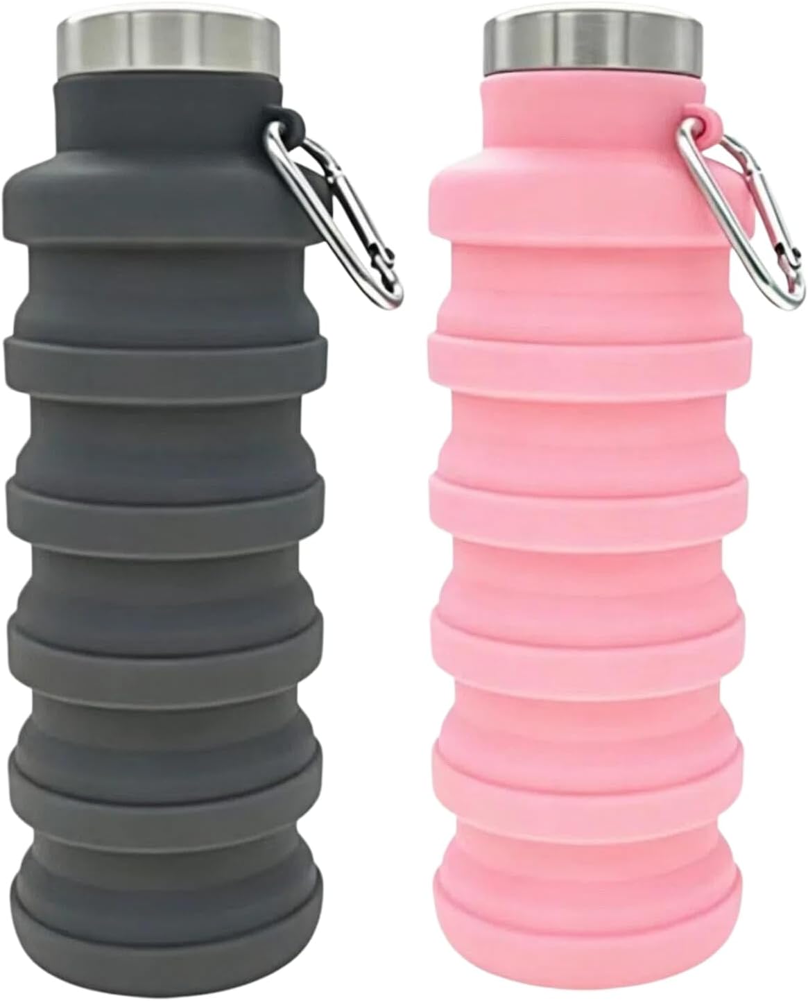 YCT Collapsible Water Bottle 17oz（500ml），Travel Portable Sport Water Bottle，Reusable Silicone Foldable Water Bottles for Gym Camping Hiking (Purple+Black)