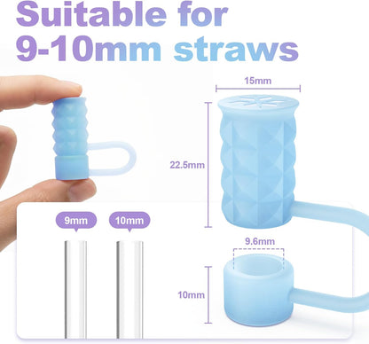 6Pcs 0.39in/10mm Silicone Straw Covers Cap Compatible with Stanley Cup 40 & 30 oz, Reusable Dust-Proof Straw Toppers for Tumbler with Handle, Starlight