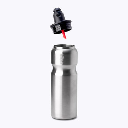 tiibo Vacuum Insulated Stainless Steel Bike Water Bottle, Double Wall, No-Squeeze, Fast Flow Sport Nozzle, Designed for Cycling, Biking, Fitness & Sports, Fits Most Bike Cages (Brushed, 23OZ)