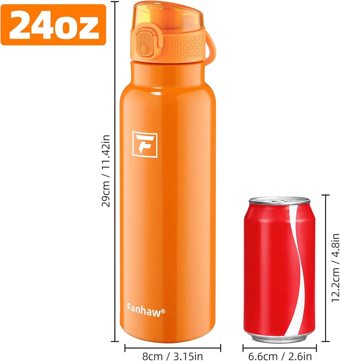 Fanhaw 24 oz Insulated Water Bottle with Soft Silicone Spout Lid, Leakproof Stainless Steel Vacuum Bottle for School, Sports& Daily Use, Kids, Teens& Adults, Back to School Essentials (Pink)