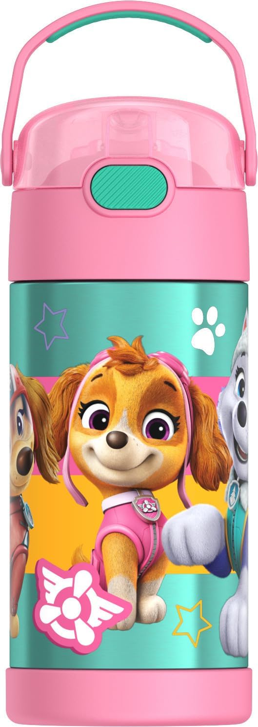 THERMOS FUNTAINER Water Bottle with Straw - 12 Ounce - Kids Stainless Steel Vacuum Insulated Water Bottle with Lid, Bluey - Colors B