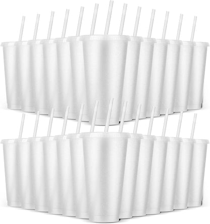 24 Pack Plastic Tumblers with Lids and Straw, Reusable Cups with Lids and Straws Colorful Cups for Cold Drink Iced Coffee, Plastic Tumbler Bulk for Party Birthday Gifts (24 oz, Stylish Colors)