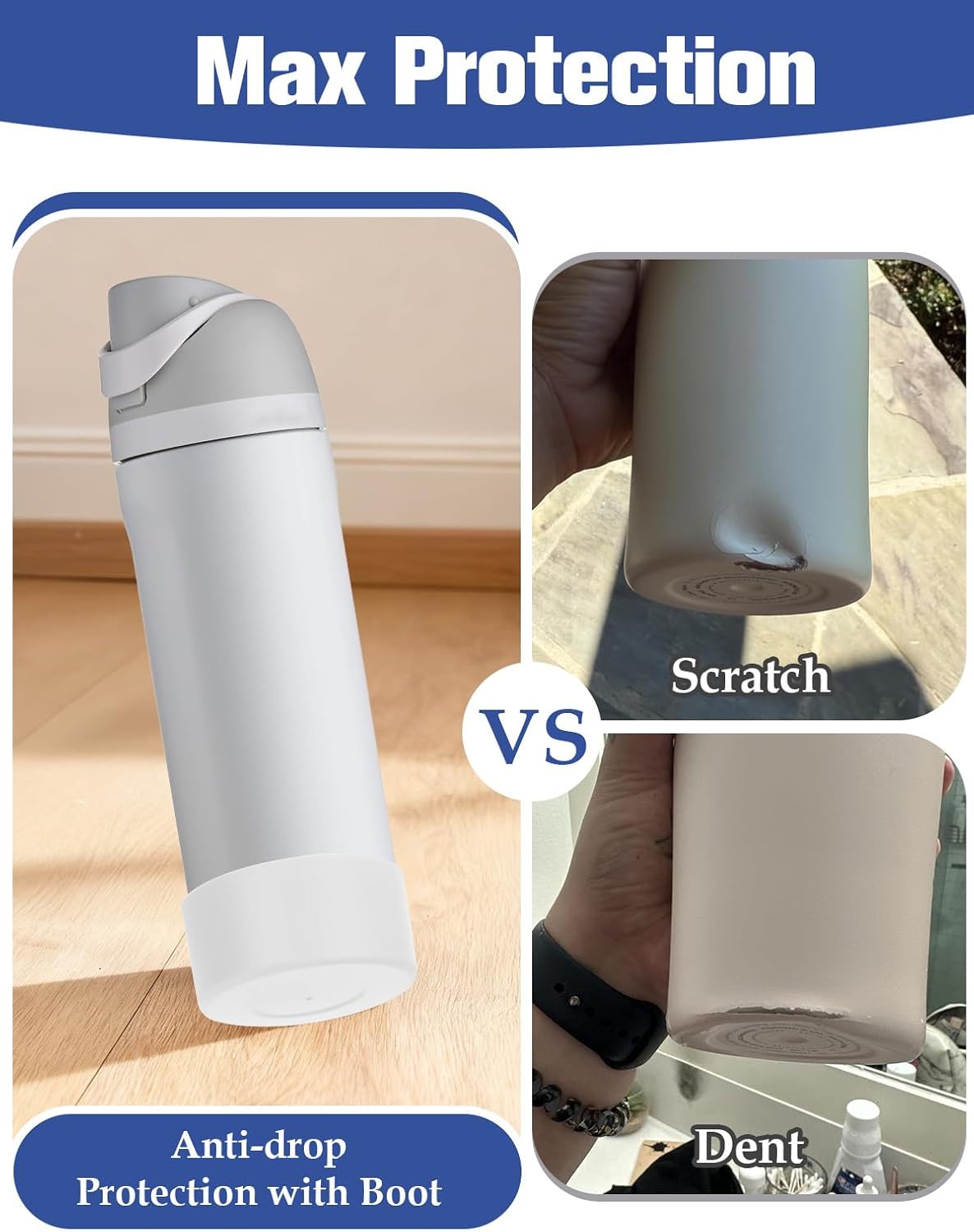 Mity rain 2PCS Silicone Boot for Owala Water Bottle 24 oz 32 oz, Anti-Slip Protective Sleeve Bottom Bumper Protector for FreeSip Stainless Steel Water Bottles Accessories