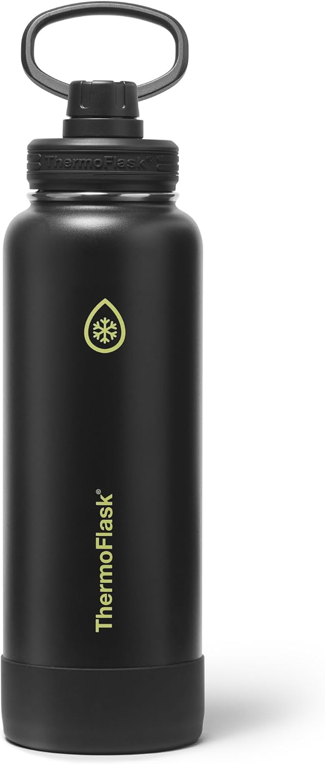 ThermoFlask Insulated Water Bottle with Spout Lid (24 oz, Lemonade Stand) - Leakproof, Stainless Steel Water Bottle for Cold & Hot Drinks, Travel & Daily Hydration