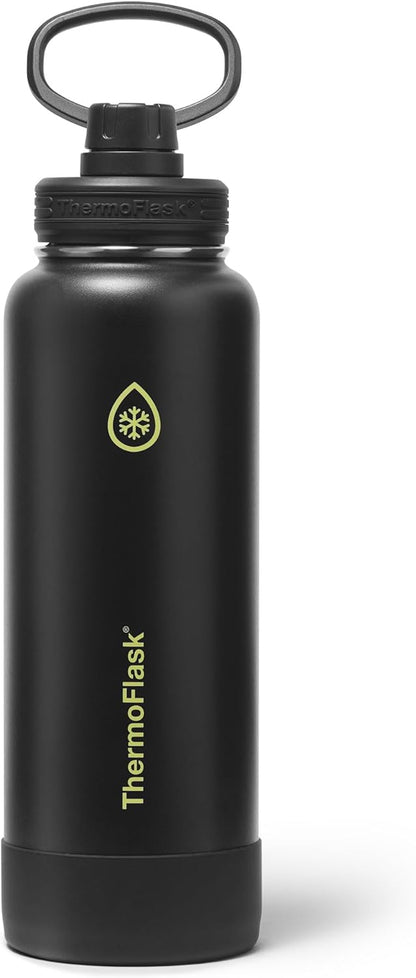 ThermoFlask Insulated Water Bottle with Spout Lid (24 oz, Lemonade Stand) - Leakproof, Stainless Steel Water Bottle for Cold & Hot Drinks, Travel & Daily Hydration