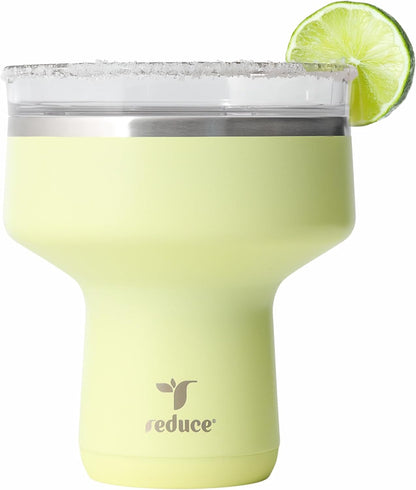 REDUCE Saltini 16 oz Cocktail Tumbler - Insulated Margarita Tumbler with Lid - Keeps Drinks Cold for 10 Hours - 360 Sippable Martini Glass Alternative - Shatterproof, Perfect for Parties - Cloud Blue