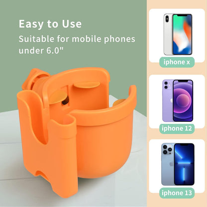 Suranew Universal Stroller Cup Holder, Adjustable Drink Holder with Phone Holder for Baby Stroller, Wheelchair, Walker, Bike, Scooter, Gifts for Family Member.