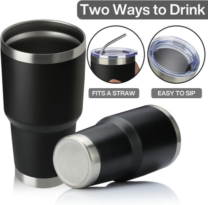 MEWAY 30oz Tumbler Double Wall Vacuum Insulated Travel Mug, Stainless Steel Tumbler with Lid, Durable Powder Coated Insulated Coffee Cup for Cold & Hot Drinks (Silver,1 PACK)