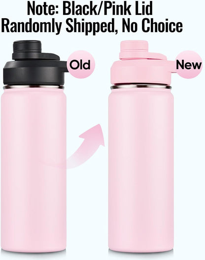 Fijinhom 24 oz Insulated Water Bottle with Handle, 304 Stainless Steel Water Bottles with Wide Mouth, Double Wall Vacuum Sports Water Bottle, BPA Free, Keep Cold and Hot, Black | with Handle