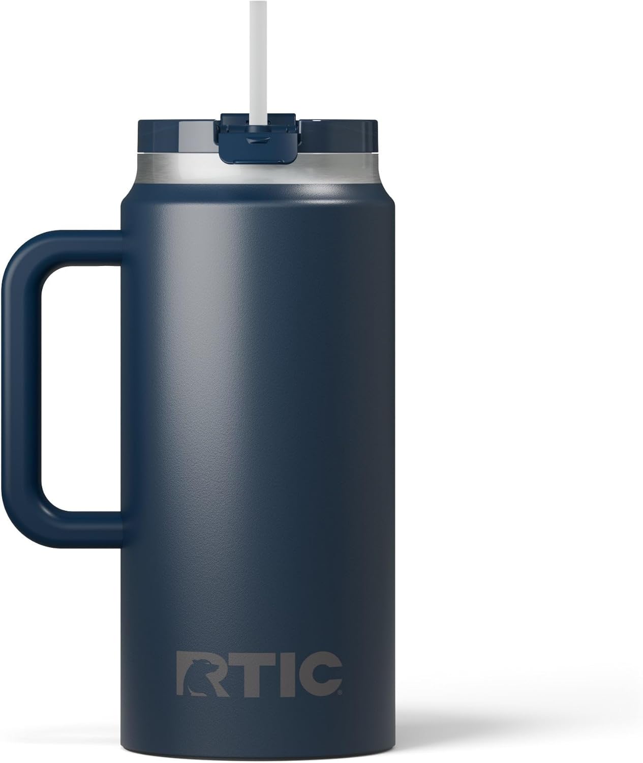 RTIC 64oz Road Trip Tumbler with Handle, Lid and Straw, Ceramic Lined, Insulated, Stainless Steel, Double Wall Vacuum-Insulation, Travel Cup, Cool Grey