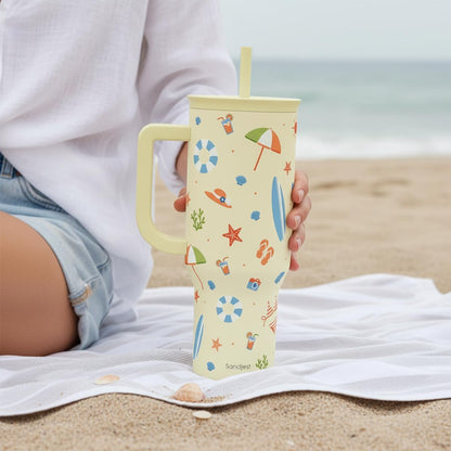 SANDJEST Pickleball 40oz Tumbler With Handle and Straw, Pickleball Queen Insulated Stainless Steel Travel Coffee Mug for Women Girls Players, Gift Idea for Birthday Christmas Mothers Day