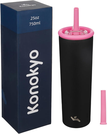 Konokyo 25oz Insulated Tumbler with Lid and Straw, Reusable Iced Coffee Cup with Lid, Travel Coffee Mug, BPA-Free, Leak-Proof and Durable, Oasis