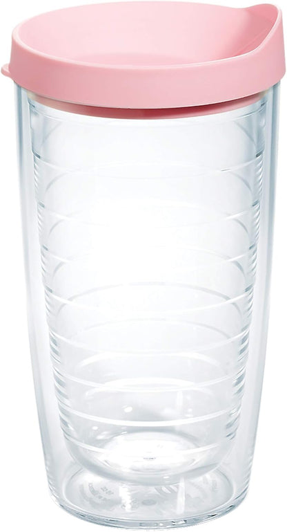 Tervis Clear & Colorful Lidded Made in USA Double Walled Insulated Tumbler Travel Cup Keeps Drinks Cold & Hot, 24oz, Black Lid, 1 Count (Pack of 1)