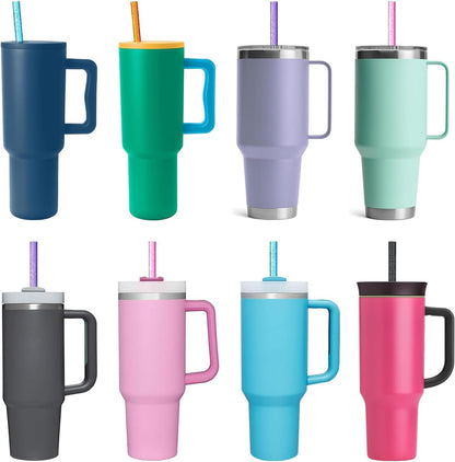 Replacement Straw Compatible with Stanley 40 oz 30 oz Cup Tumbler, 6 Pack Reusable Straw with Cleaning Brush, Plastic, Clear