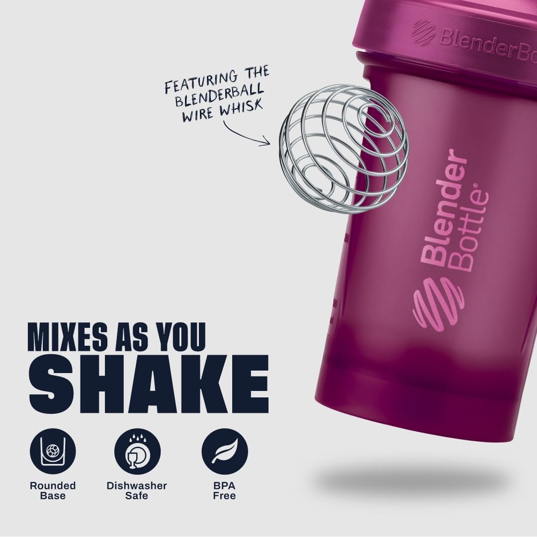 BlenderBottle Classic V2 Shaker Bottle Perfect for Protein Shakes and Pre Workout, 20-Ounce, Clear/Black