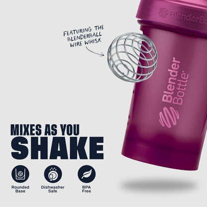BlenderBottle Classic V2 Shaker Bottle Perfect for Protein Shakes and Pre Workout, 20-Ounce, Clear/Black