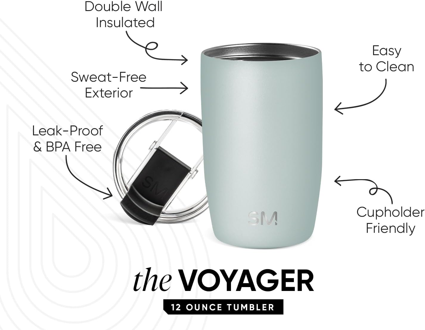 Simple Modern Voyager Tumbler with Flip Lid | Travel Coffee Mug | Insulated Stainless Steel Cold Brew Iced or Hot Coffee Cup | Gifts for Women Men Her Him | 16oz, Almond Birch