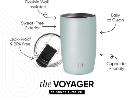 Simple Modern Voyager Tumbler with Flip Lid | Travel Coffee Mug | Insulated Stainless Steel Cold Brew Iced or Hot Coffee Cup | Gifts for Women Men Her Him | 16oz, Almond Birch