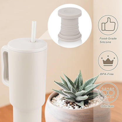 4pcs Replacement Stopper Compatible with Simple Modern Kids 40 oz 30 oz Tumblers with Handle, Silicone Water Bottle Top Accessories Cup Lid Seal Gaskets Travel Mug Replacement Parts (Gray)