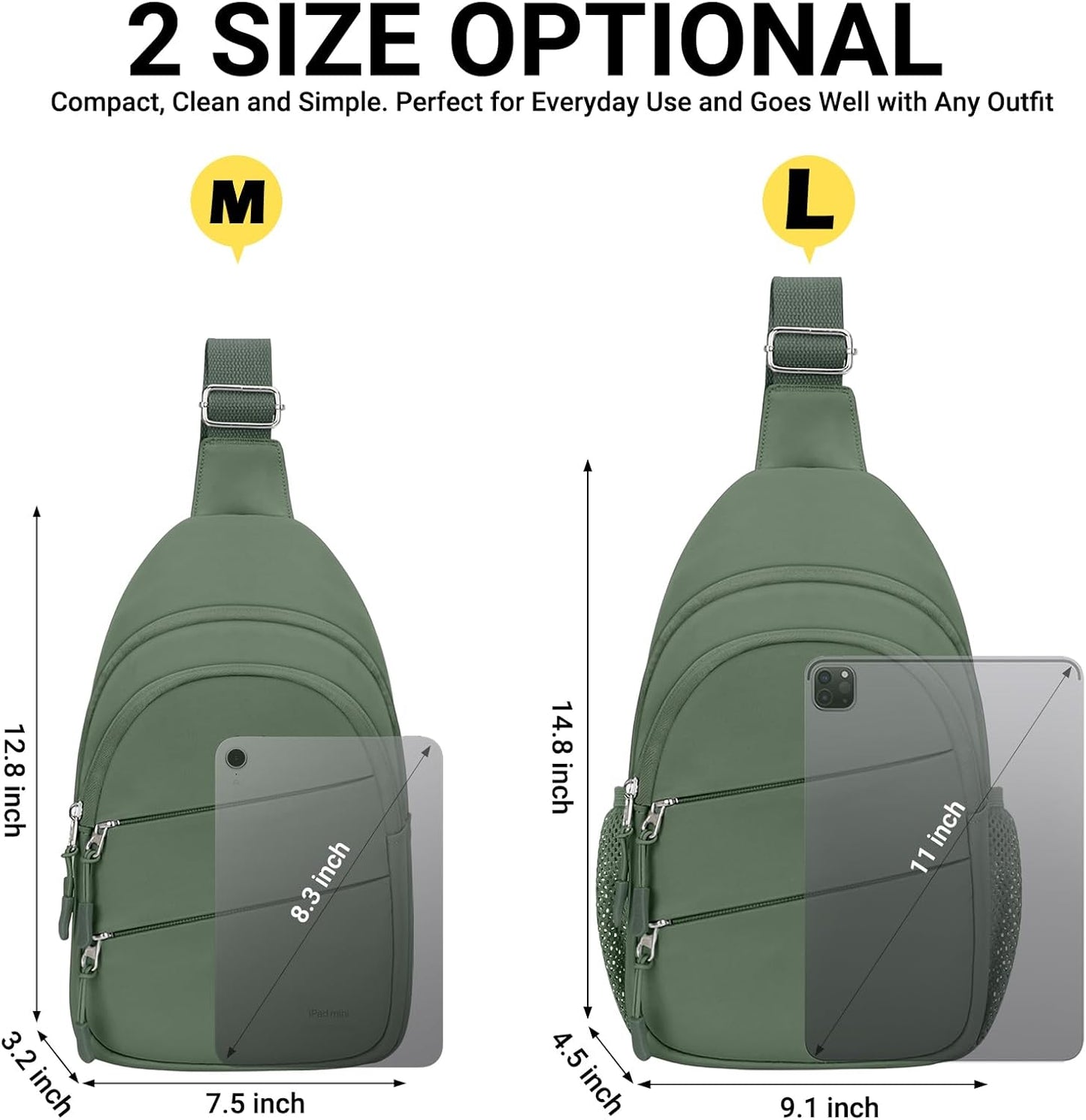 Tuwubi Crossbody Bags for Women, Sling Bag for Men, Small Hiking Backpack Anti Theft Lightweight for Outdoors Travel (M, Black)