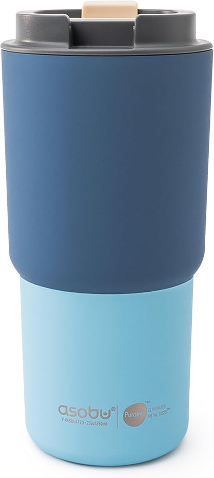 asobu 22oz Extra Large Ceramic-Lined Travel Mug with No Metal Taste-Keeps Flavors True - Double-Wall Vacuum Insulated Coffee Mug with Spill-Proof Pop-Open Lid for Hot Drinks