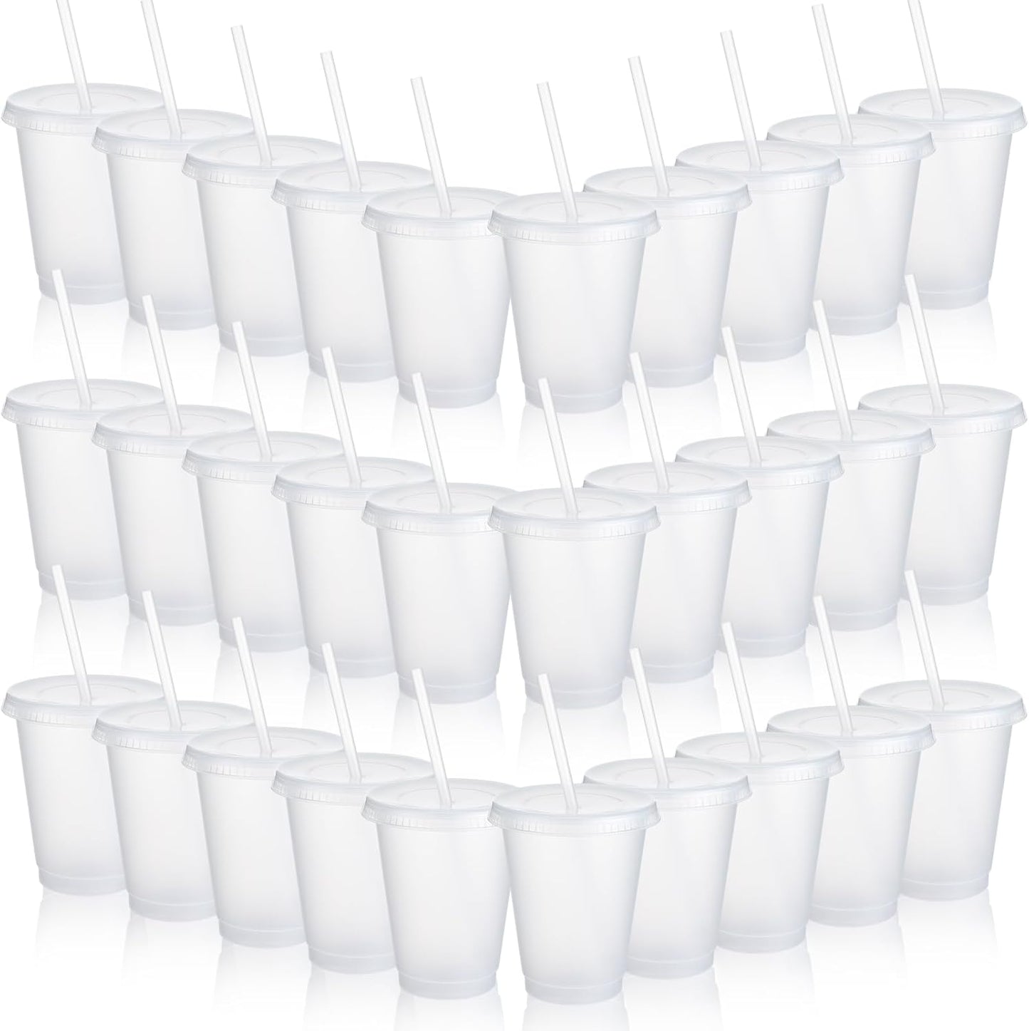 Sieral 30 Pack Cups with Lids and Straws Kids Tumbler with Straw Reusable Water Bottle Iced Coffee Travel Mug Adults Plastic Cups for Parties 16 oz (Candy Colors)