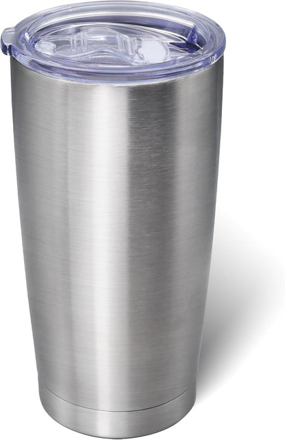 AIANJI 20oz Tumbler Bulk Stainless Steel Tumblers with Lid Vacuum Insulated Double Wall Travel Coffee Mug Powder Coated Tumbler Cup for Hot and Cold Drinks(Stainless Steel, 1 pack)