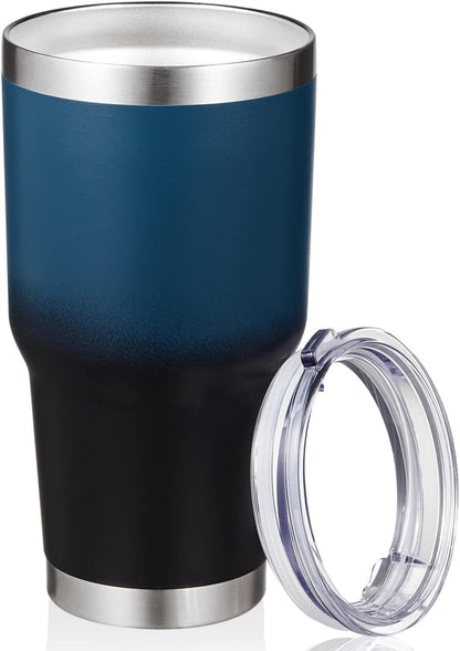 MEWAY 30oz Tumbler Double Wall Vacuum Insulated Travel Mug, Stainless Steel Tumbler with Lid, Durable Powder Coated Insulated Coffee Cup for Cold & Hot Drinks (Silver,1 PACK)