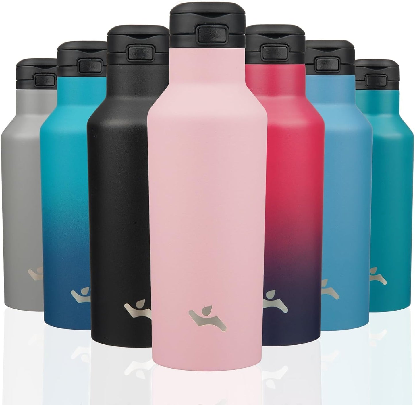 Konokyo Insulated Water Bottle with Straw,25 OZ Double Wall Vacuum Stainless Steel Water Flask with 2 Lids,Black